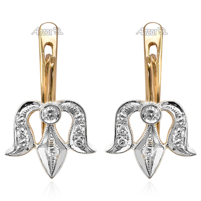 14k Rose Gold Diamond Earrings Russian style
