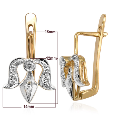 14k Rose Gold Diamond Earrings Russian style