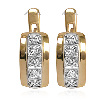14k Rose Gold Diamond Russian style Earrings