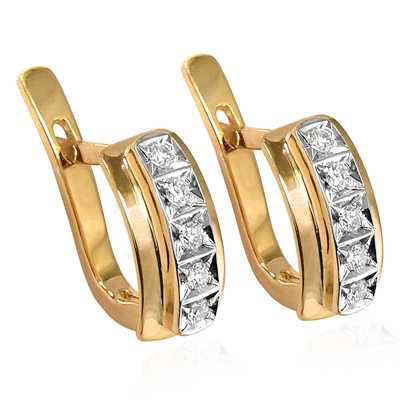 14k Rose Gold Diamond Russian style Earrings