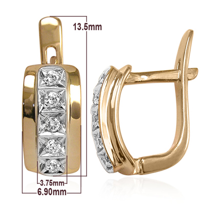 14k Rose Gold Diamond Russian style Earrings