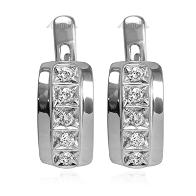 14k white Gold Russian Style Diamond Earrings