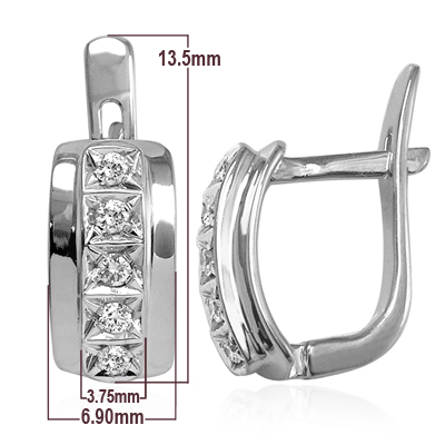 14k white Gold  Russian Style Diamond Earrings