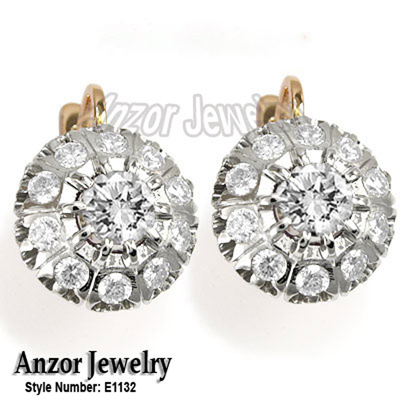 Russian Style genuine Diamond malinka Earrings 585