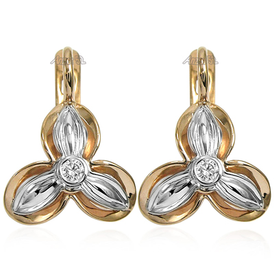 Russian Style Diamond Earrings 14k gold