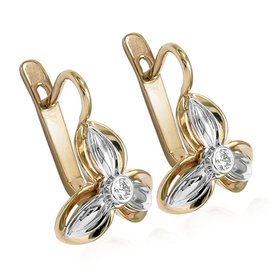 Russian Style Diamond Earrings 14k gold