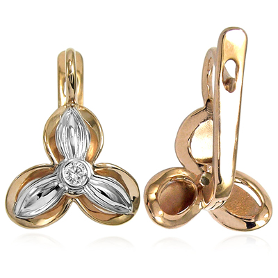 Russian Style Diamond Earrings 14k gold