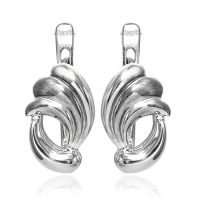 14k Solid White Gold Design Earrings