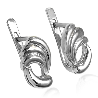 14k Solid White Gold Design Earrings