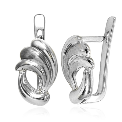 14k Solid White Gold Design Earrings