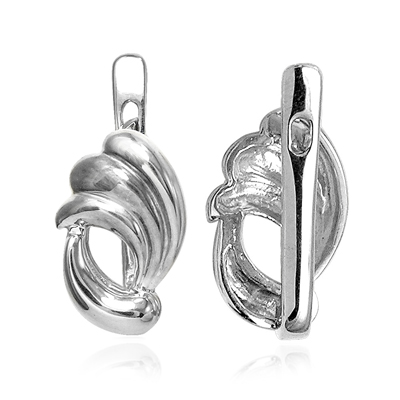 14k Solid White Gold Design Earrings