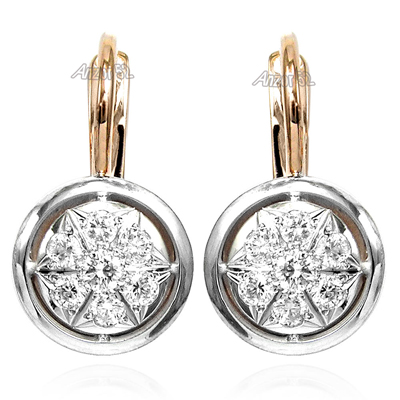 14k Russian Style Diamond Earrings 14K Gold