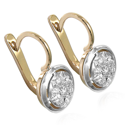 14k Russian Style Diamond Earrings 14K Gold