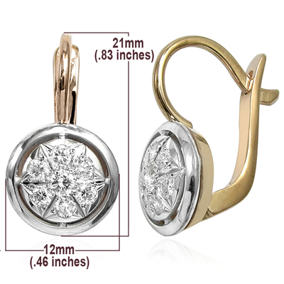 14k Russian Style Diamond Earrings 14K Gold