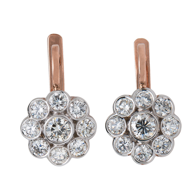 14k Gold Diamond Earrings Russian Jewelry