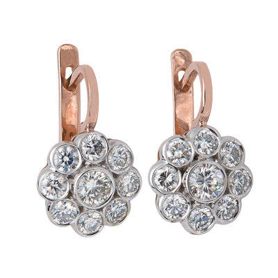 14k Gold Diamond Earrings Russian Jewelry