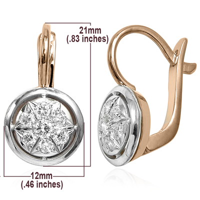 14k Rose Gold Russian style Diamond Earrings