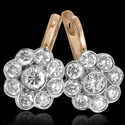 14k Gold Diamond Earrings Russian Jewelry
