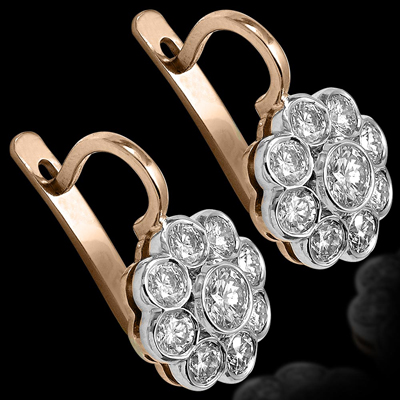 14k Gold Diamond Earrings Russian Jewelry