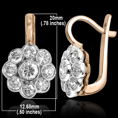 14k Gold Diamond Earrings Russian Jewelry