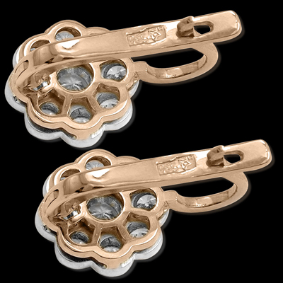 14k Gold Diamond Earrings Russian Jewelry