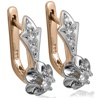 14k Gold Diamond Earrings Russian Jewelry