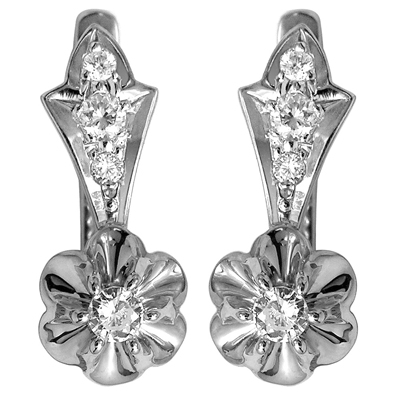 14k Gold Diamond Earrings Russian Jewelry
