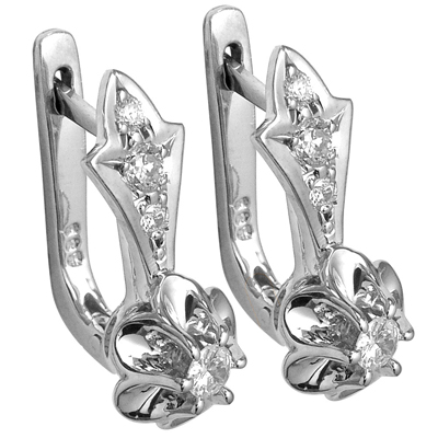 14k Gold Diamond Earrings Russian Jewelry