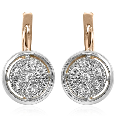 14k Rose Gold Diamond Earrings Russian Jewelry