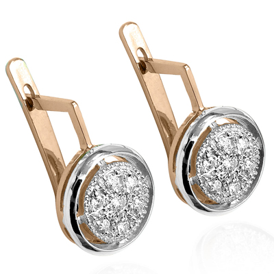 14k Rose Gold Diamond Earrings Russian Jewelry