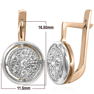 14k Rose Gold Diamond Earrings Russian Jewelry