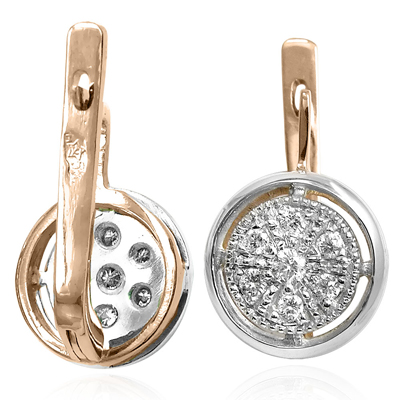 14k Rose Gold Diamond Earrings Russian Jewelry