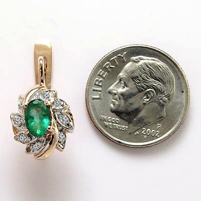 Russian Style Emerald & Diamond Earrings 585