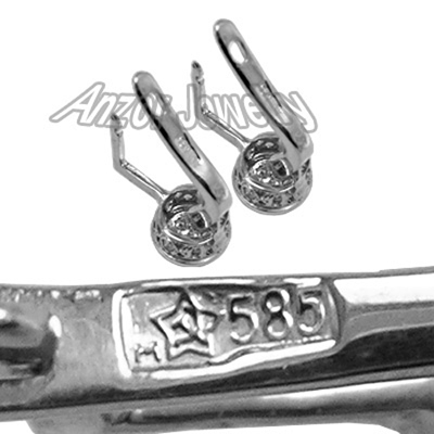 old Russian style Diamond Malinka Earrings14K GOLD