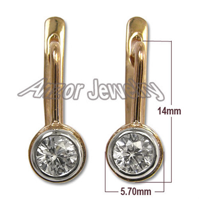 Russian Syle Diamond Earrings in 14k Rose gold 585