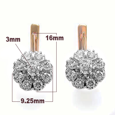 Old Russian Style Malinka Diamond Earrings 585