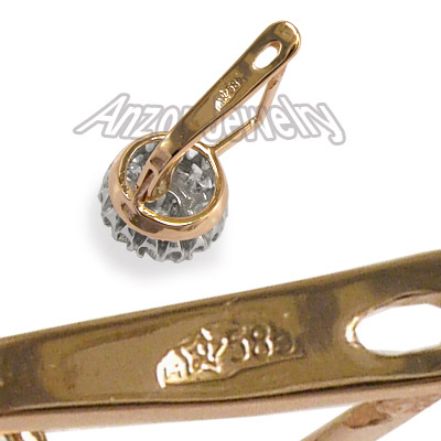 Old Russian Style Malinka Diamond Earrings 585