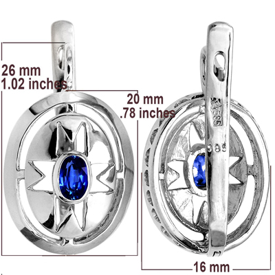 Russian Style Earrings Blue Sapphire Gold 585