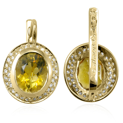 14k Gold Citrine and Diamond Earrings