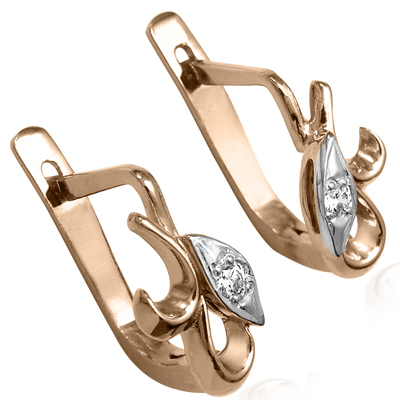 Russian Style CHILDREN'S Diamond Earrings 14k Gold