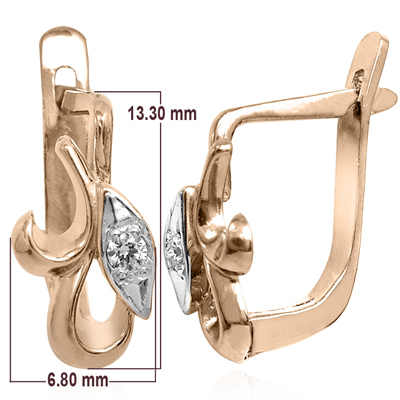 Russian Style CHILDREN'S Diamond Earrings 14k Gold