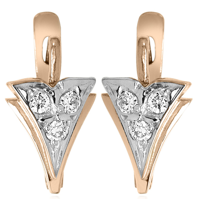 Russian Style Diamond Earrings 14k Gold