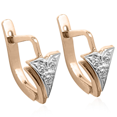 Russian Style Diamond Earrings 14k Gold