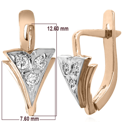 Russian Style Diamond Earrings 14k Gold