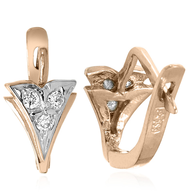 Russian Style Diamond Earrings 14k Gold