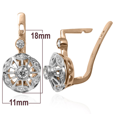 Russian Style Genuine Diamond Earrings 585 14k