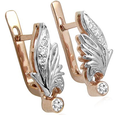 Genuine Diamonds, Russian Style Earrings 14k
