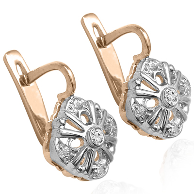 Genuine Diamonds, Russian Style Earrings 14k