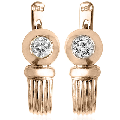 Russian Style Diamond Earrings in 585 14K Gold