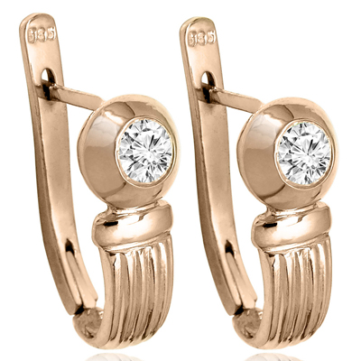 Russian Style Diamond Earrings in 585 14K Gold